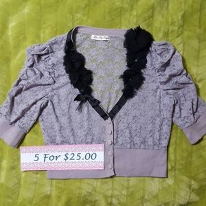 5/$25! Grey with Black Embellishment